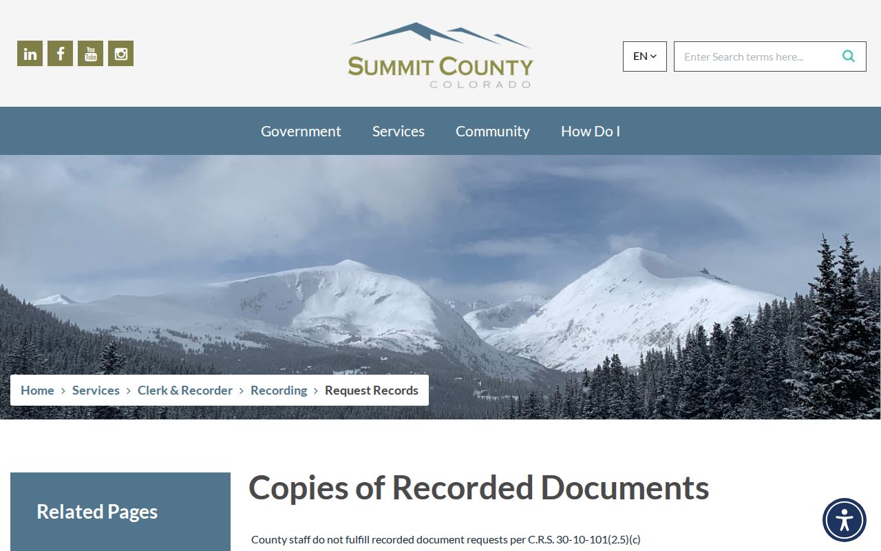Summit County Clerk of Court recorded document request distinction