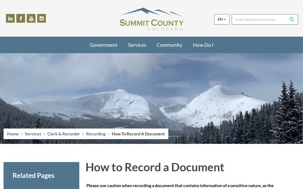 Summit County Clerk Recorder recording requirements for non court records
