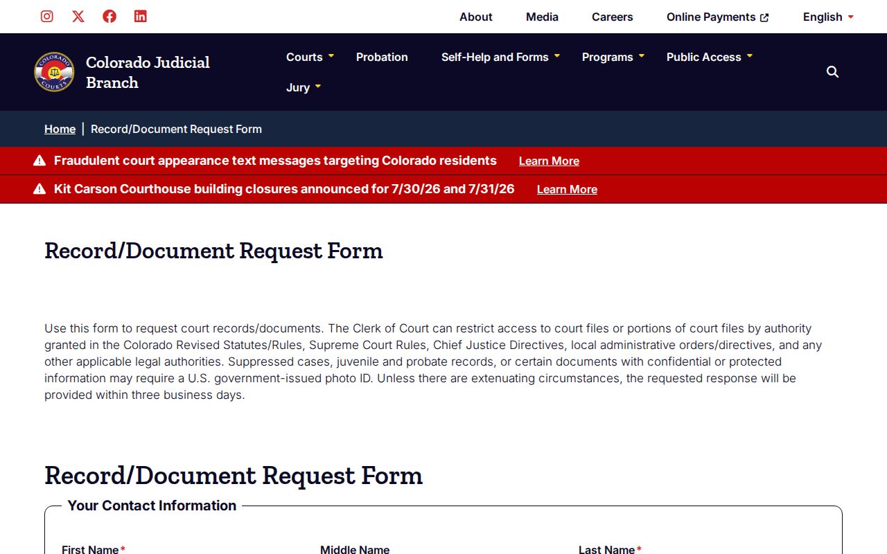 Summit County court records electronic record request form