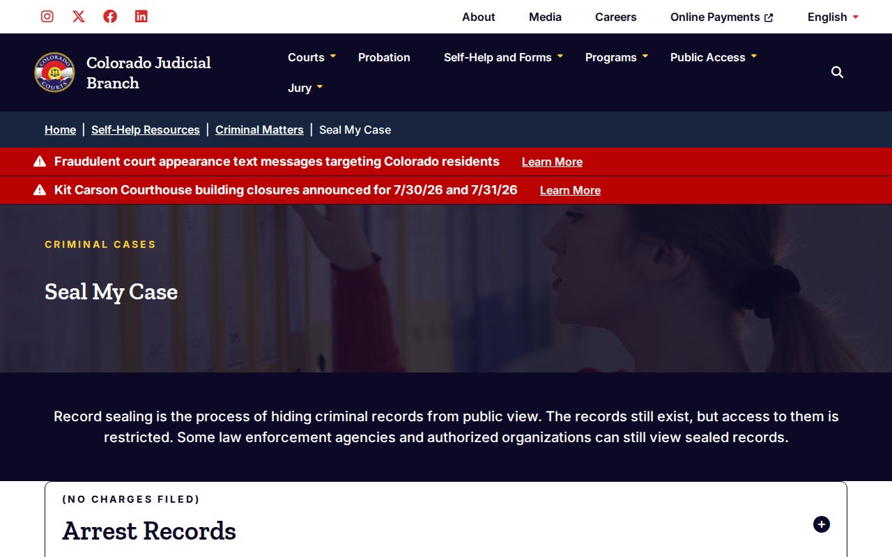 Summit County criminal court records seal my case instructions