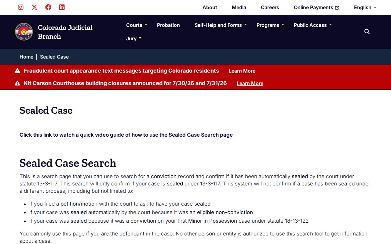Summit County criminal court records sealed case search