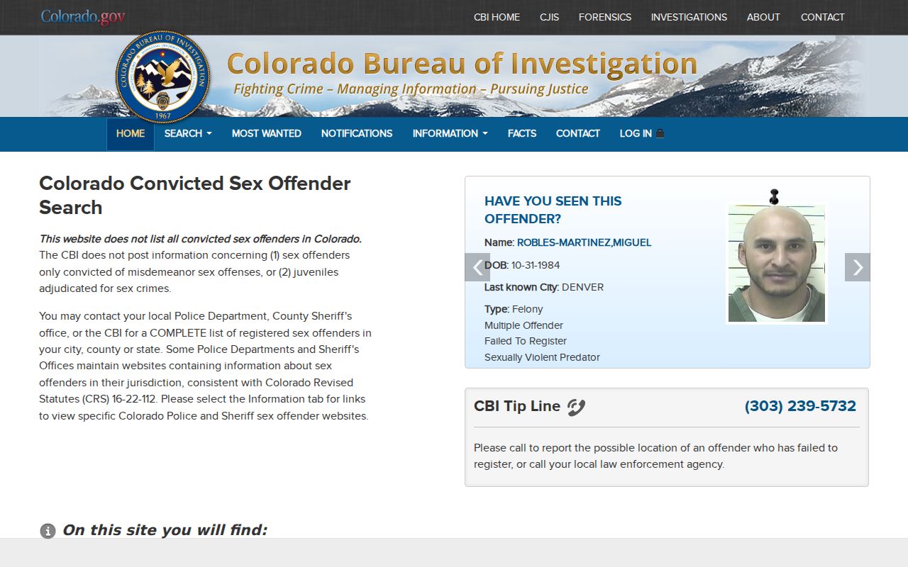 Summit County criminal court records Colorado sex offender registry