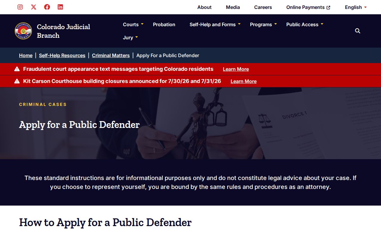 Summit County criminal court records public defender application instructions