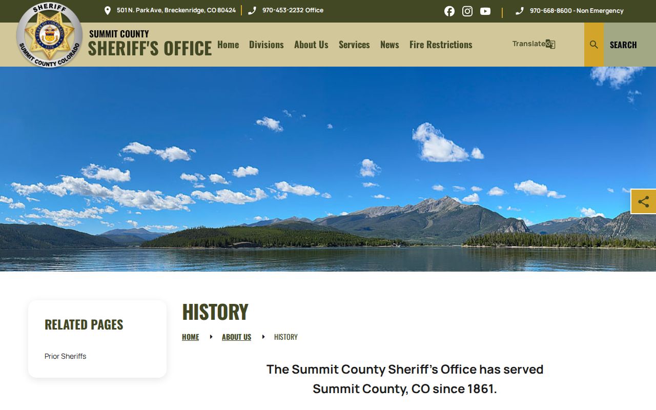 Summit County jail records and sheriff history page