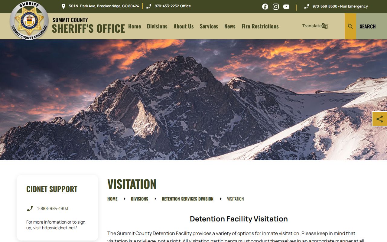 Summit County inmate records video visitation schedule