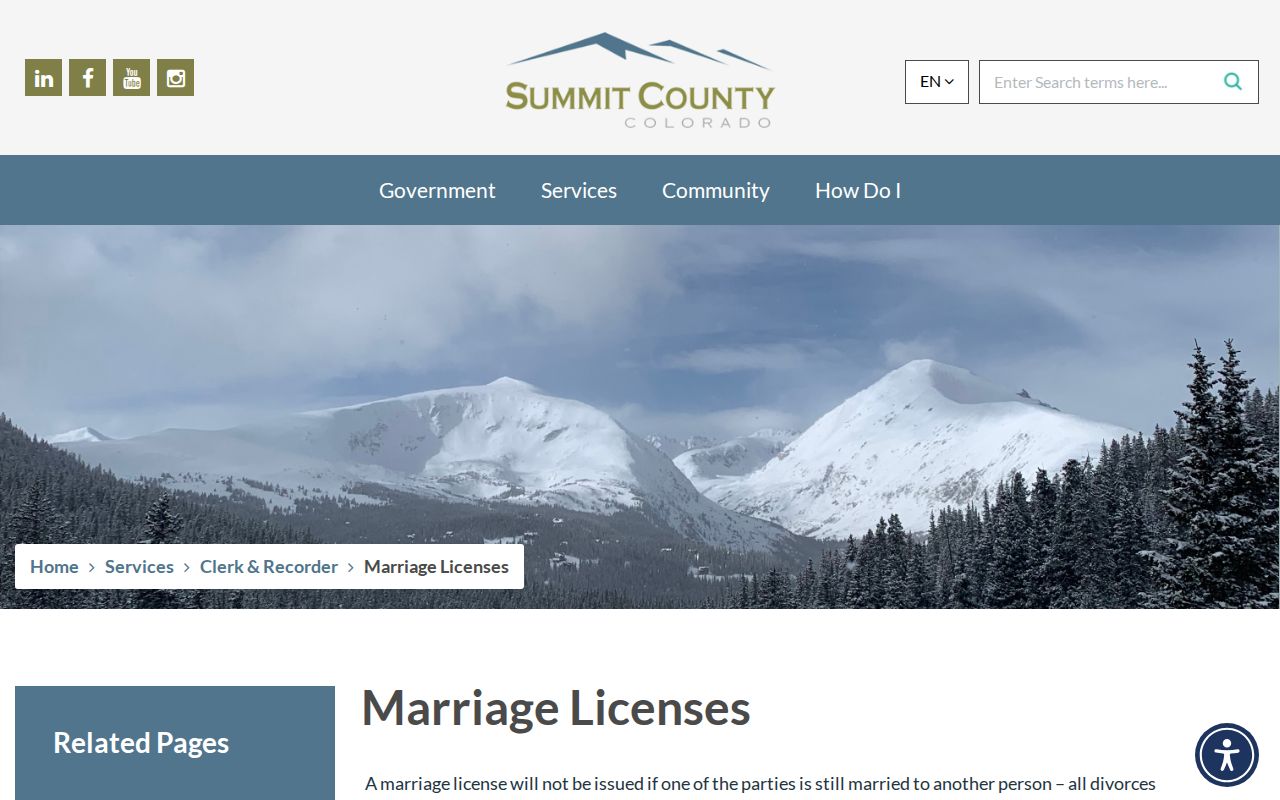 Summit County marriage records license page