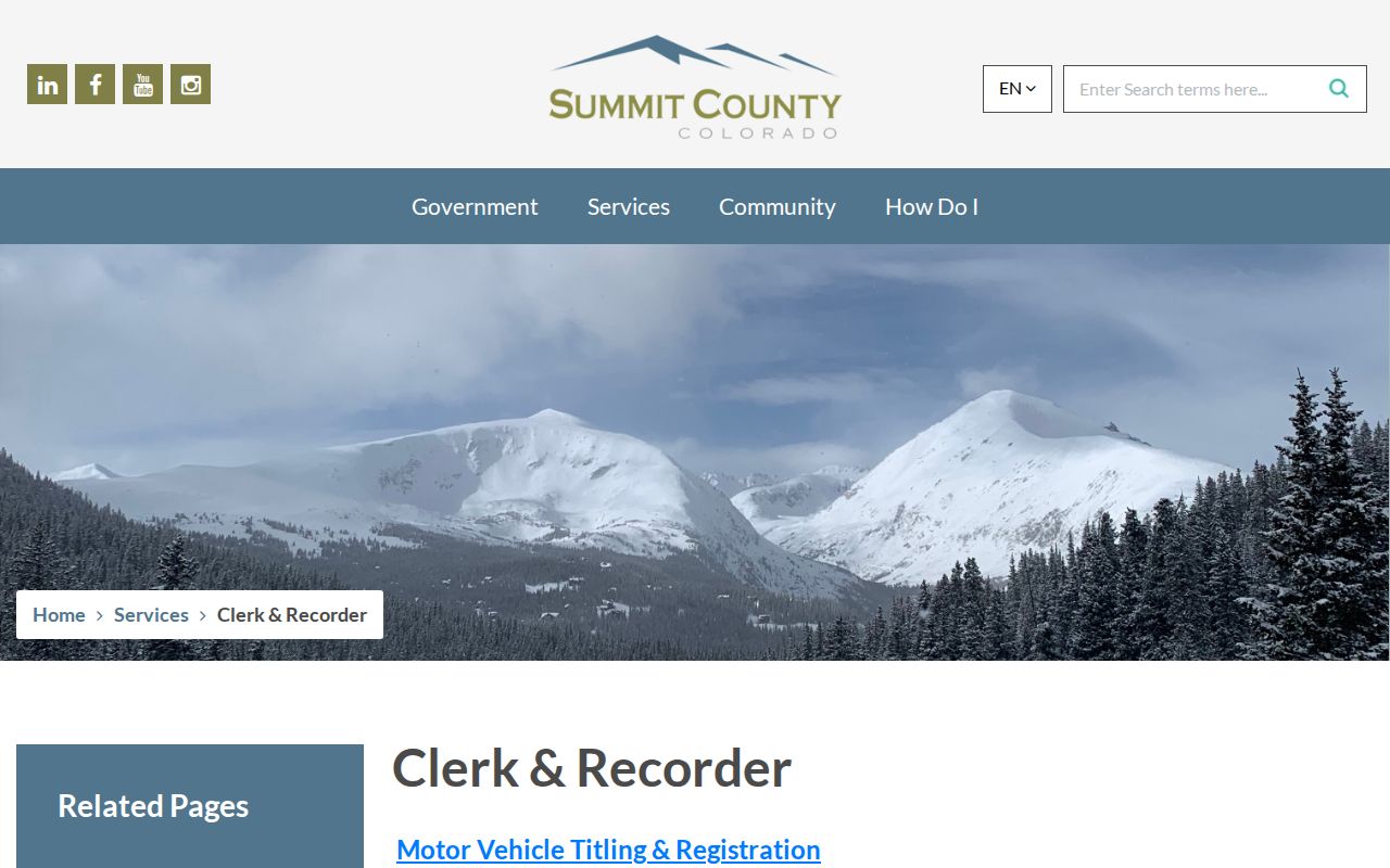 Summit County marriage and divorce records Clerk Recorder page