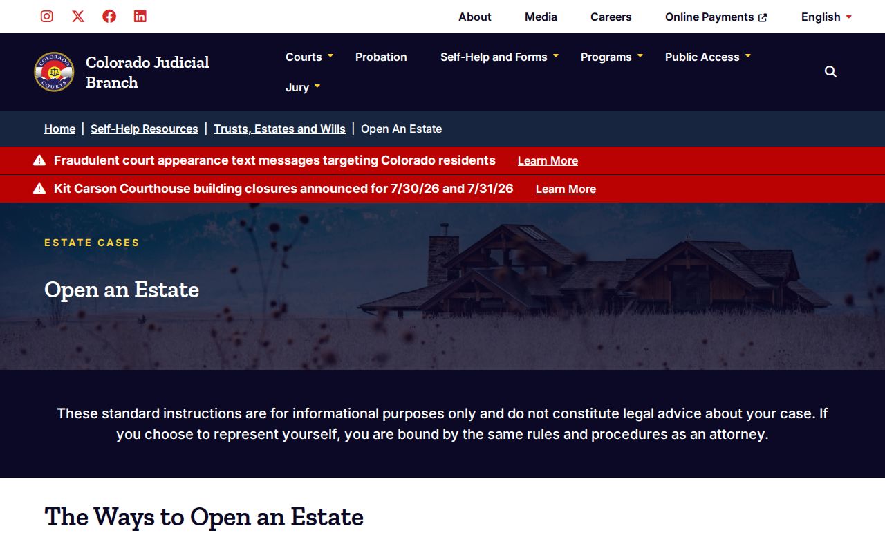 Summit County probate records open estate self help page