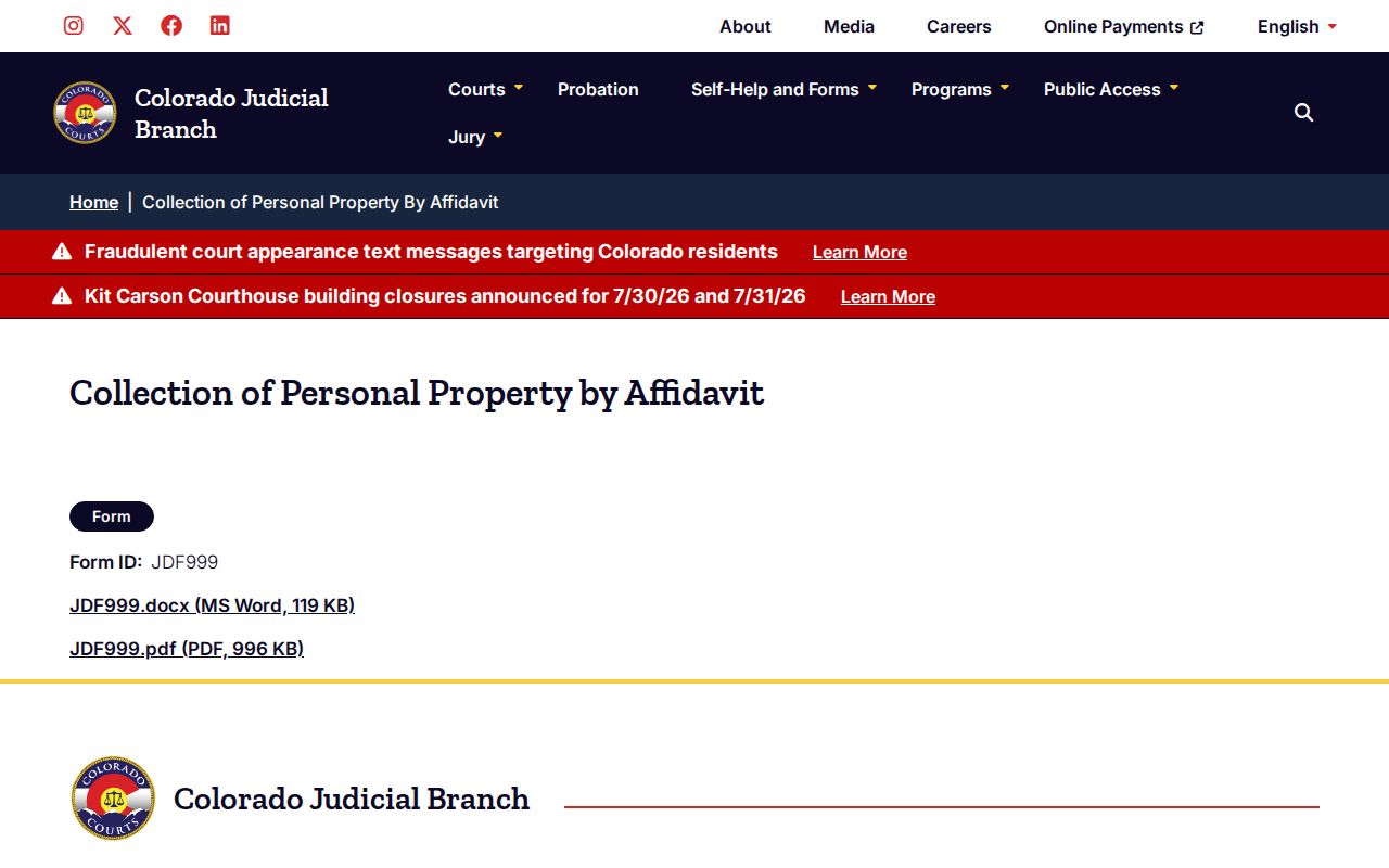 Summit County probate records small estate affidavit page